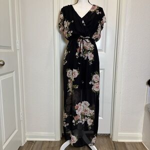 Chic Black and Pink Maxi Dress